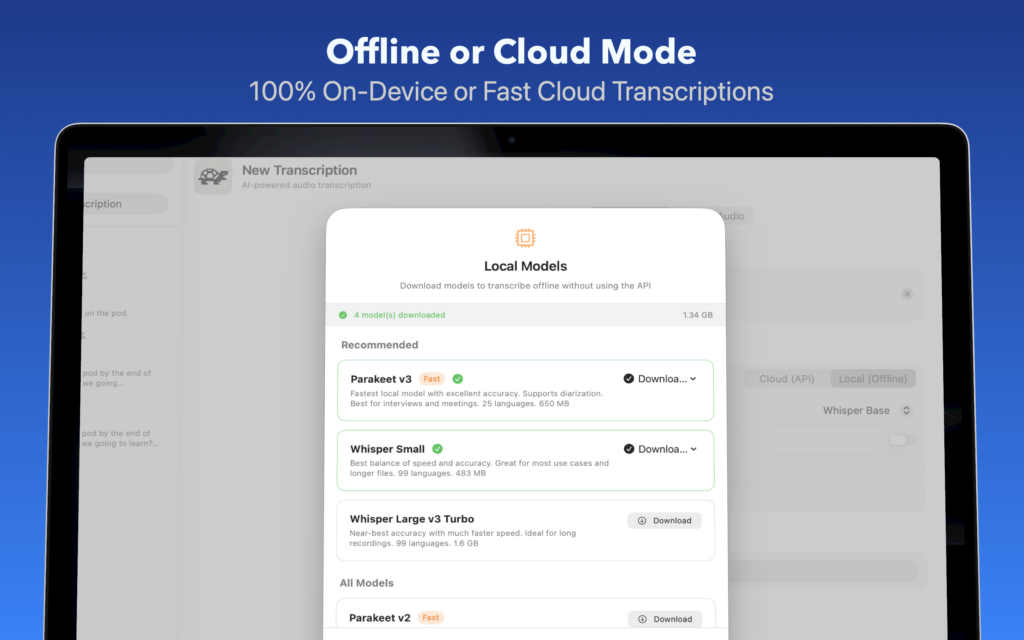 Offline or Cloud Mode